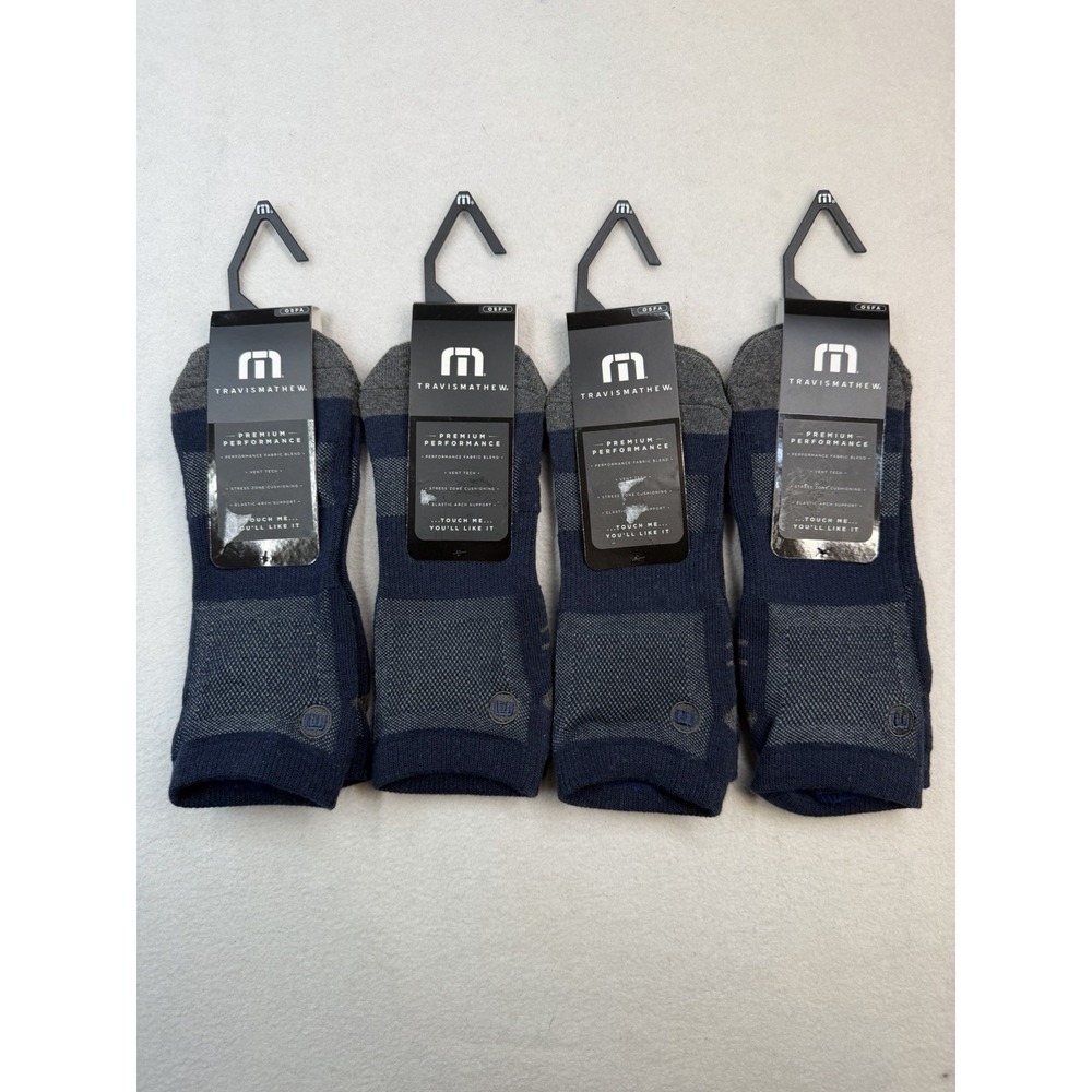 4 PAIRS Travis Mathew Eighteener 2.0 Golf Socks - Mood Indigo - One Size